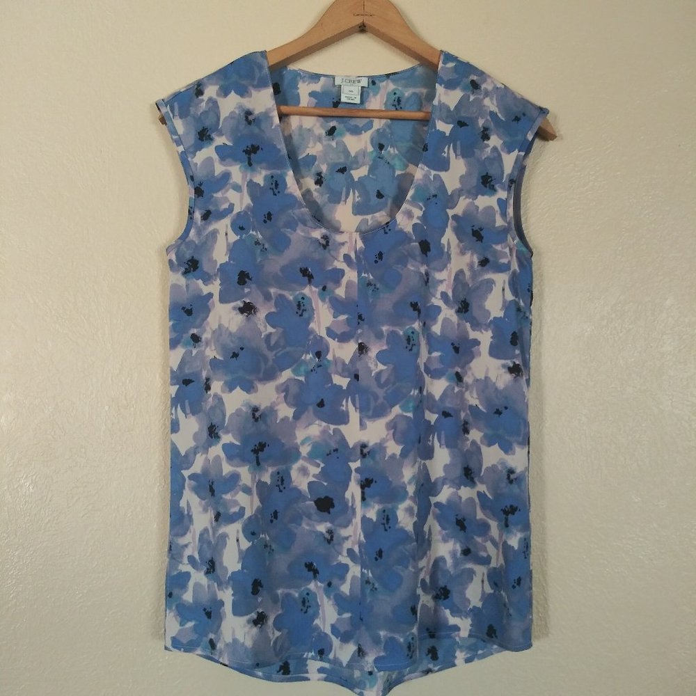 J.Crew Blue Floral Tank Top Women's Size 00